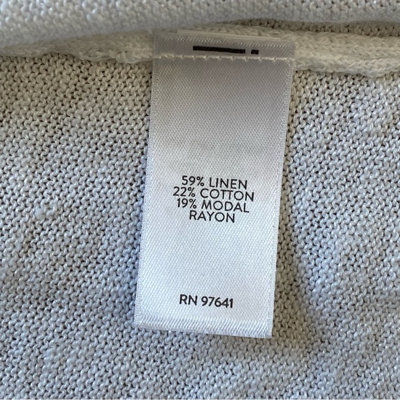 J.Jill Linen Blend Open Front Cardigan White Sz Small Petite - Picture 9 of 14